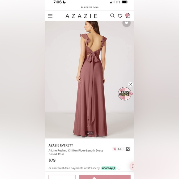 NWT desert rose Azazie dress ! Beautiful! - Picture 2 of 3